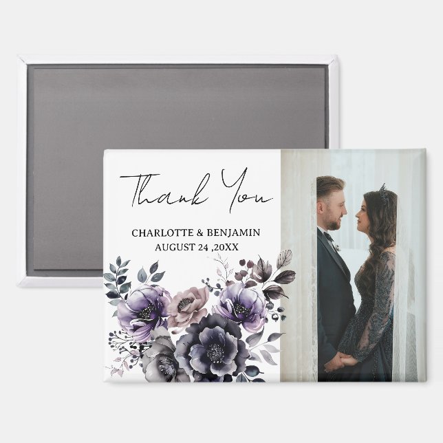 Boho Lila Floral Wedding Vielen Dank Magnet (Vorderseite/Rückseite)