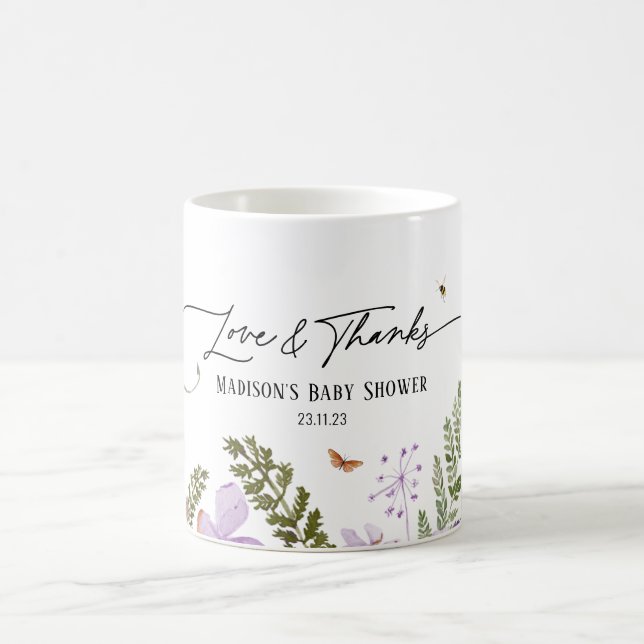 Boho Lila Florals Baby Dusche Dank Geschenk Tasse (Mittel)
