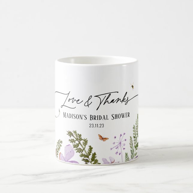 Boho Lila Florals Brautparty Party Geschenk Tasse (Mittel)
