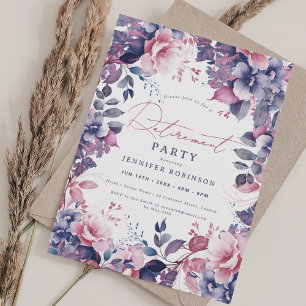 Boho Lila Garden Floral Retirement Party Einladung