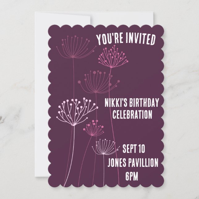 BOHO LILA GEBURTSTAGSPARTEI - EINLADUNGEN (Vorderseite)