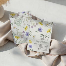 Boho Lila & Gelbe Wildblumen-Brautparty Einladung