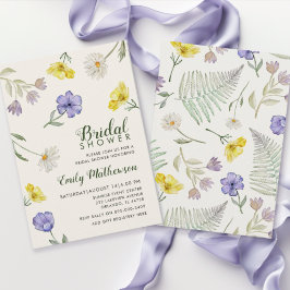 Boho Lila & Gelbe Wildblumen-Brautparty Einladung
