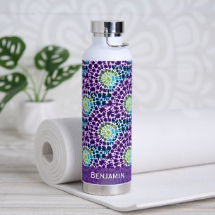 Boho Lila Grün Türkis Tie-Dye Muster Trinkflasche