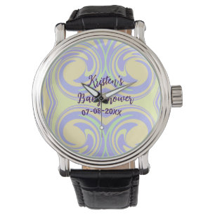 Boho lila grüne Babydusche Marmor rustikal, modern Armbanduhr