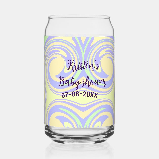 Boho lila grüne Babydusche Marmor rustikal, modern Dosenglas (Vorderseite)