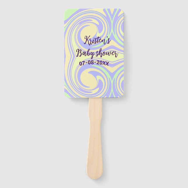 Boho lila grüne Babydusche Marmor rustikal, modern Fächer (Vorderseite)