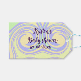 Boho lila grüne Babydusche Marmor rustikal, modern Geschenkanhänger