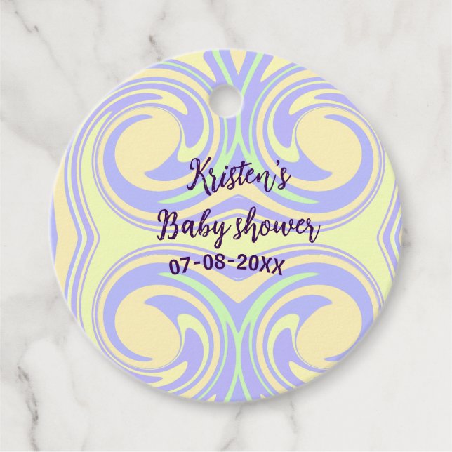 Boho lila grüne Babydusche Marmor rustikal, modern Geschenkanhänger (Vorderseite)