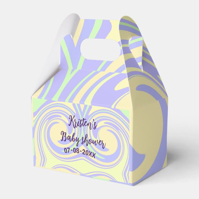 Boho lila grüne Babydusche Marmor rustikal, modern Geschenkschachtel (Vorderseite)