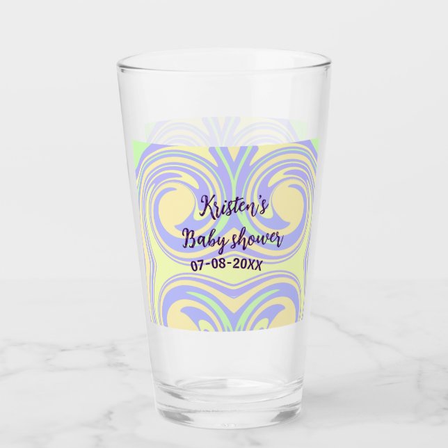 Boho lila grüne Babydusche Marmor rustikal, modern Glas (Vorderseite)