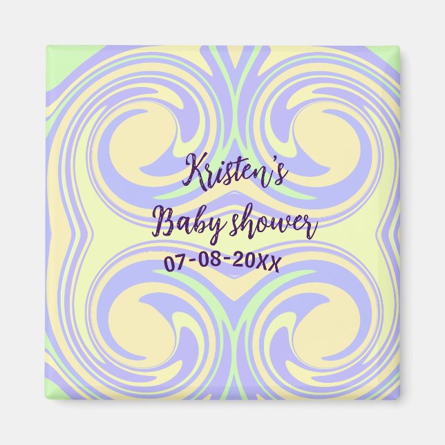 Boho lila grüne Babydusche Marmor rustikal, modern Magnet (Vorne)