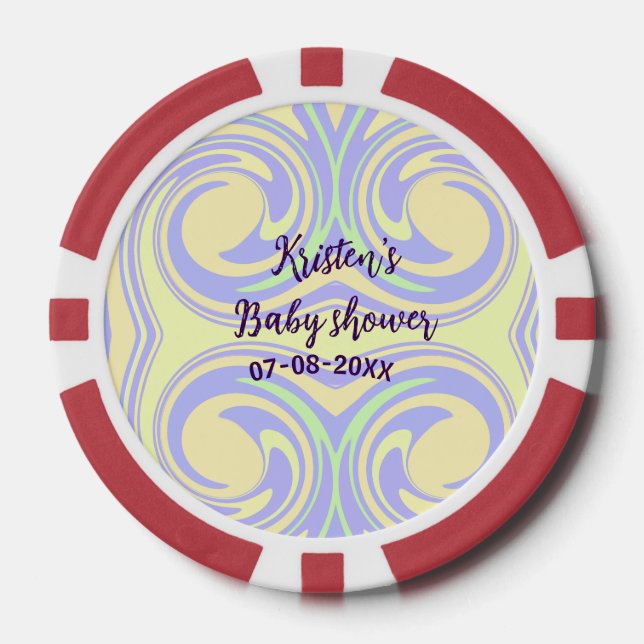Boho lila grüne Babydusche Marmor rustikal, modern Pokerchips (Vorderseite)