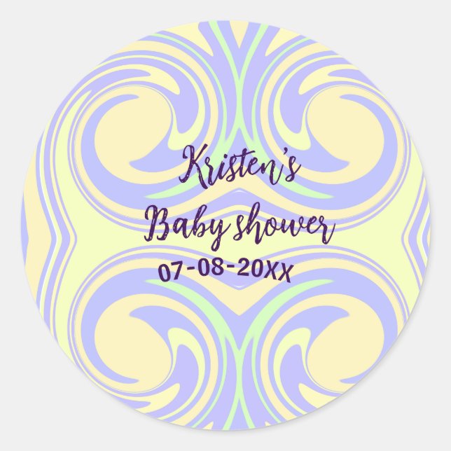 Boho lila grüne Babydusche Marmor rustikal, modern Runder Aufkleber (Vorderseite)