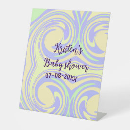 Boho lila grüne Babydusche Marmor rustikal, modern Sockelschild