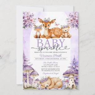 Boho Lila Hirsch Waldmädchen Baby Sprinkle Einladung