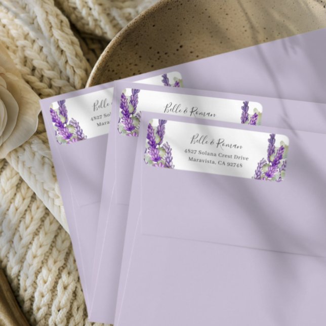 Boho Lila Lavendel Rücksendeadresse Hochzeitsetike (Von Creator hochgeladen)