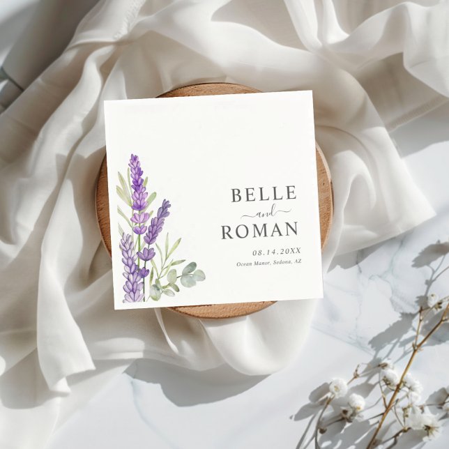 Boho Lila Lavendel Wasserfarbe Hochzeit  Serviette (Von Creator hochgeladen)