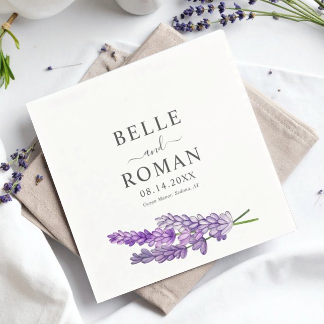 Boho Lila Lavendel Wasserfarben-Hochzeit   Serviette (Von Creator hochgeladen)