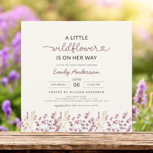 Boho Lila Lilac Eine kleine Wildblume Kinderdusche Einladung