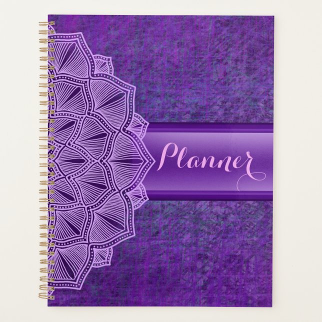 Boho Lila Mandala Grosser Planer (Vorderseite)