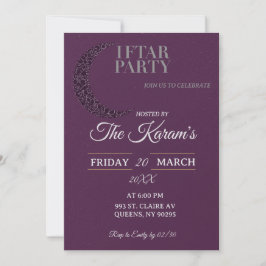 Boho Lila minimalistische Moschee Ramadan Iftar-Pa Einladung