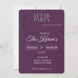 Boho Lila minimalistische Moschee Ramadan Iftar-Pa Einladung