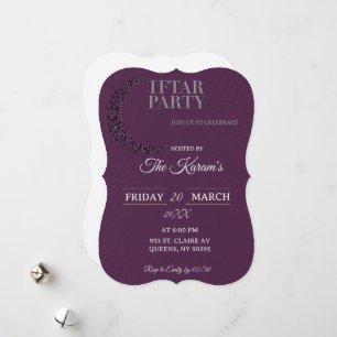 Boho Lila minimalistische Moschee-Ramadan-Iftar-Pa Feiertagskarte