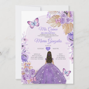 Boho Lila Mis Quince Lavender 15 Anos Crown Einladung