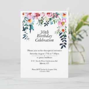 Boho Lila Peony Customizable 30. Geburtstag Einladung