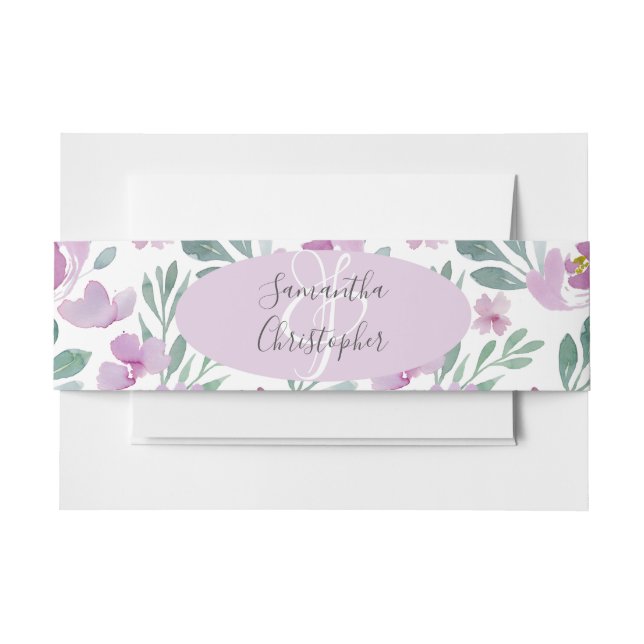 Boho Lila Pink Blumenzwiebelhochzeit Einladungsbanderole (Vorderseite Beispiel)