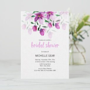 Boho Lila Pink Floral Wasserfarbe Handgestrichen Einladung
