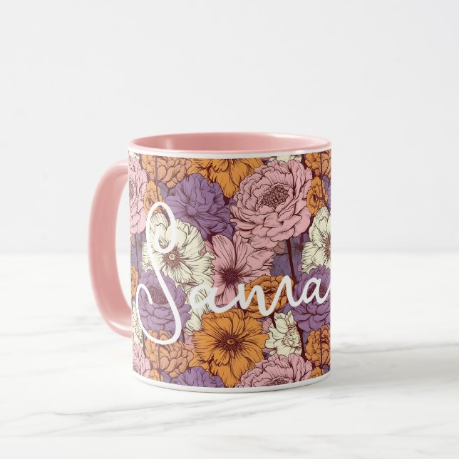 Boho Lila Pink Wilde Blume Blumenstrauß Individuel Tasse (Vorderseite Links)