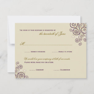 Boho Lila Spirals Bar / Bat Mitzvah RSVP Karte