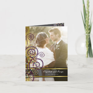 Boho Lila Spirals Gold Foto Hochzeit Vielen Dank Dankeskarte