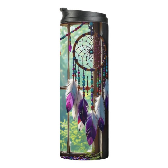 Boho-Lila-Traumfänger im Fenster Thermosbecher (Nach rechts gedreht)