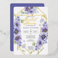 Boho Lila Violets Geometric Brautparty - Gold