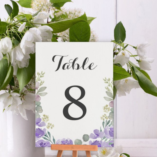 Boho Lila Watercolor Floral Wedding Tischnummer (Von Creator hochgeladen)
