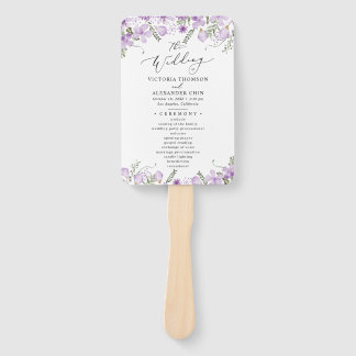 Boho Lila Wedding Program Hand Fan Fächer
