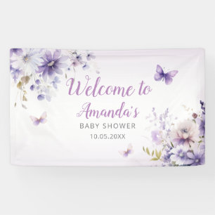 Boho Lila Wildblume Butterfly Girl Babydusche Banner