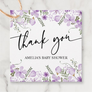 Boho Lila Wildblumen Baby Duwer Fevor Tags Geschenkanhänger