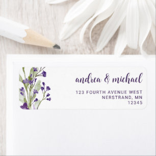 Boho Lila Wildblumen Hochzeit Rücksendeadresse
