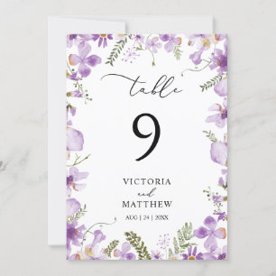 Boho Lilac Floral Wedding Tischnummer