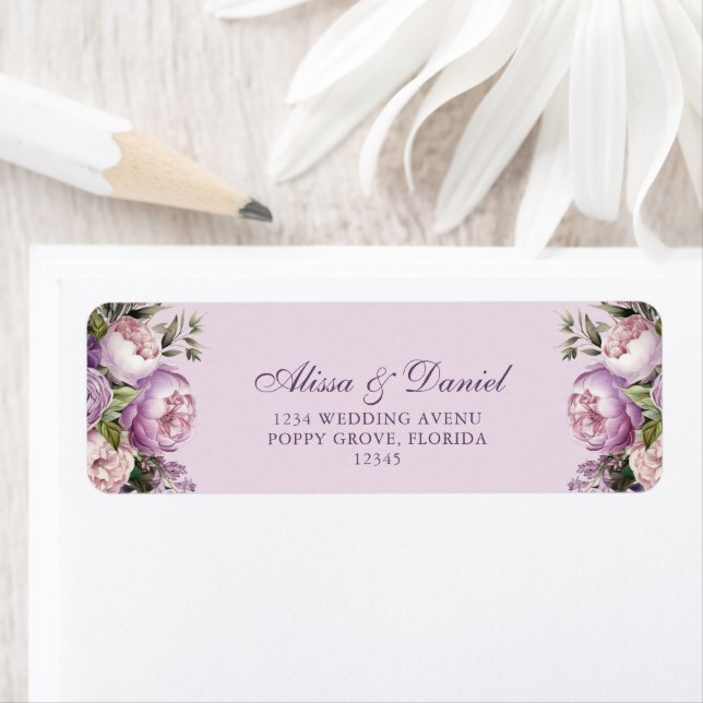 Boho Lilac Peonies Rücksendeadresse (Insitu)