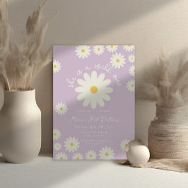 Boho Lilac White Daisy Sie ist ein Wilder ONE Gebu Einladung