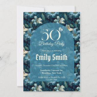 Boho Lilies Sparkle Birthday Party Einladung