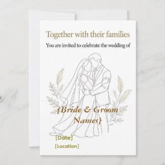 Boho-Linienkunst-Hochzeitseinladung Einladung