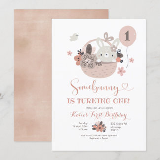 Boho Little Bunny Birthday Einladung
