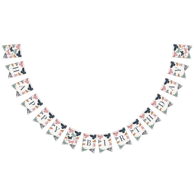 Boho Little Butterfly Happy Birthday Wimpelkette (Alle)