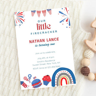 Boho Little Firecracker 4. Juli Geburtstag Einladung